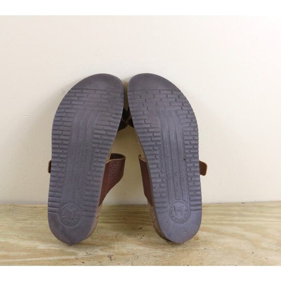 Mephisto Womens Sandals 40 Brown Leather Helen Plus Buckle Slides Slip On Shoes - Picture 6 of 6